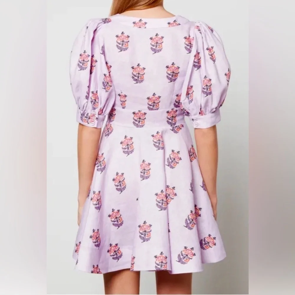 House of Harlow Floral Lace-Up Mini Dress | Purple | Size 6 - Picture 4 of 13
